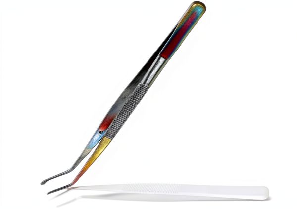 Dental Cotton Tweezers College Pliers Forceps Serrated Tip Stainless Steel Rainbow/Multi Instruments for Educational Use-0